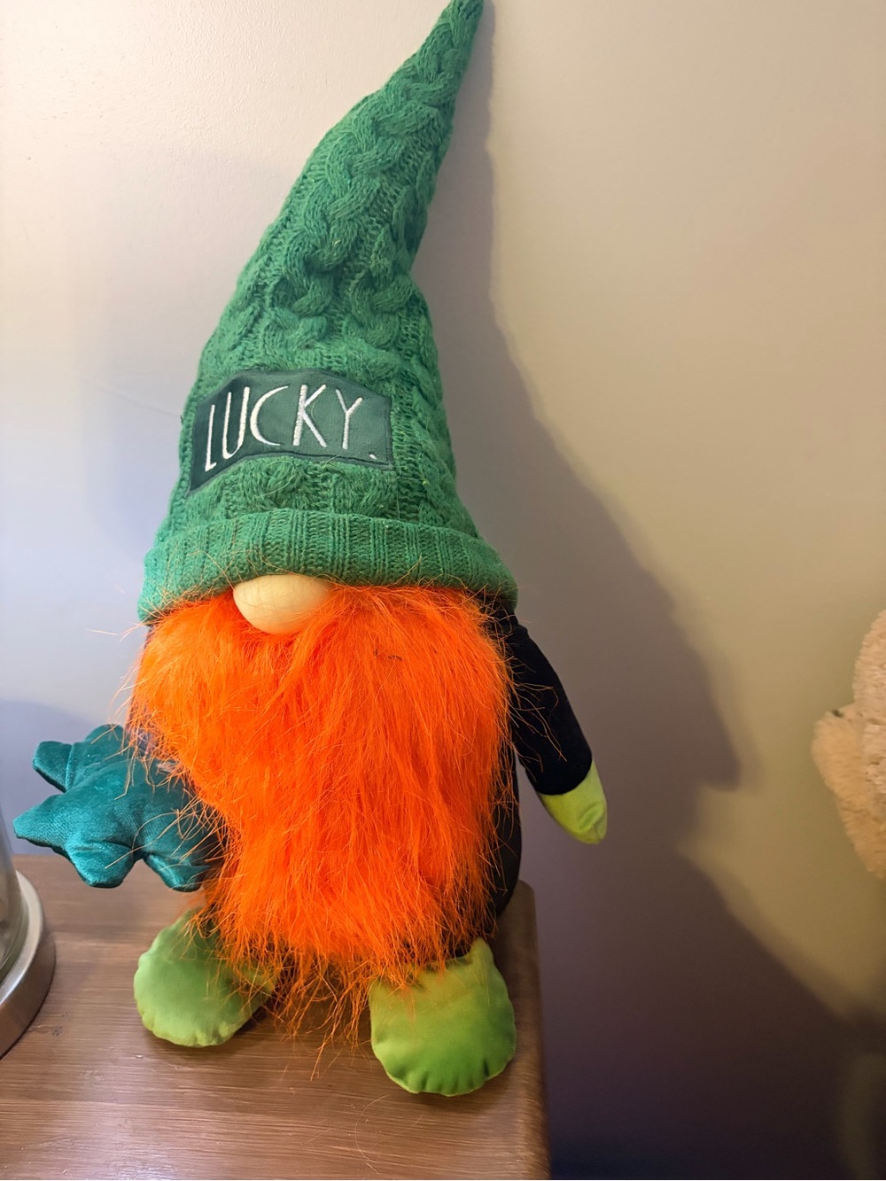 Rae Dunn Lucky Green St. Patrick's Gnome Plush with Orange Beard - Home Accent